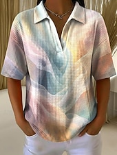  Damen Sommeroberteile Grafik Geometrisch Elegant Vintage Ärmellos Kurzarm Hemdkragen Normale Oberteile Lässig Täglich Schwarz Gelb Violett Purpur Orange Sommer Frühling