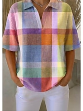  Жен. Вафельная рубашка Повседневная рубашка Летние вершины Графика Геометрический принт Элегантный стиль Активный Отпуск Без рукавов Обычные топы Повседневные на открытом воздухе Офис