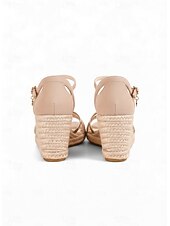 Χαμηλού Κόστους Πλατφόρμες σανδάλια-Γυναικεία σανδάλια εσπαντρίγιας με λουράκι στον αστράγαλο – άνετα καλοκαιρινά παπούτσια με ανοιχτή μύτη για διακοπές στην παραλία, πάρτι δίπλα στην πισίνα, ταξίδια &amp;καθημερινή χρήση