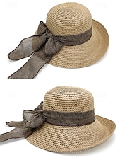 preiswerte Hüte für Damen-Damen-Sonnenhut im Boho-Stil, faltbarer Strohhut mit breiter Krempe und Schleife in verschiedenen Farben für Strandurlaub, Freizeit, Reisen und Sommerurlaub im Resort.