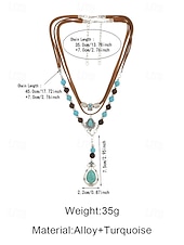 cheap Women's Necklace-Women's Bohemian Alloy and Turquoise Necklace Set, Layered Statement Jewelry for Beach Vacation, Resort Wear, Casual Summer Outfits and Everyday Boho Styling