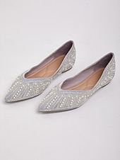 Χαμηλού Κόστους αξεσουάρ-Γυναικεία Τεχνητό διαμάντι Επίπεδο Τακούνι Μυτερή Μύτη Κομψό Γκρίζο