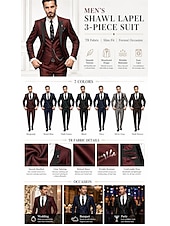 preiswerte Dinnerparty-Dreiteiliger Herren-Smoking in Burgunderrot, Slim Fit – ideal für Hochzeiten, Abschlussbälle und Dinnerpartys. Bestehend aus einem einreihigen Blazer mit Schalkragen, Weste und Hose. Erhältlich in Schwarz, Blau und Grün.