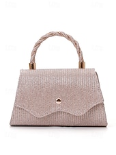 preiswerte Clutches &amp; Taschen für die Abendgarderobe-Elegante Damenhandtasche mit Henkel und Kette, glänzende Abendclutch aus Polyester, in verschiedenen Farben erhältlich, mit funkelnden Details, perfekt für Hochzeiten, Partys und besondere Anlässe.