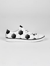  herrsneakers med fotbollstryck i canvas – snörskor med fotbollsmönster för matchdag, sportevenemang, streetwear och vardagskläder