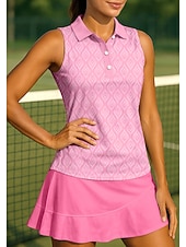 abordables Camisa de Mujer-Mujer Geométrico Camisa deportiva Camisas de polo Camiseta sin mangas Camiseta de tenis Sin Mangas Floral Botones UPF50+ Resistente a los rayos UV Alta elasticidad Dispersor de humedad Transpirable