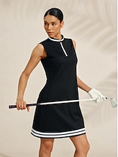 お買い得  デザイナーコレクション-女性用 ゴルフドレス ブラック / ホワイト ノースリーブ ドレス レディース ゴルフウェア ウェア アウトフィット ウェア アパレル