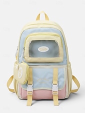 cheap Kids &amp; Teen Backpacks-Women's Macaron Color Polyester Backpack, Large Capacity School Bag with Adjustable Straps for Middle School Girls, Back to School, Travel, Outdoor Sports