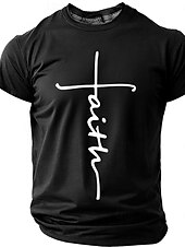 cheap Faith T shirts-Faith Cross Men's Minimalist Christian Spiritual Religious T Shirt Graphic Crew Neck Short Sleeve Church Worship Easter Gift for Believers Designer Clothing Apparel