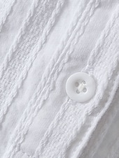 preiswerte Einfache Blusen-Damen 100% Baumwolle Hemd Popover Hemd Sommerhemd Shirt Einfarbig Schlicht Urlaub Mode Lässig Langarm Rundhals Lange Tops Streetwear Strand Feiertag Weiß Sommer Frühling Herbst