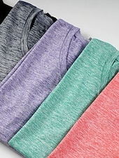 abordables T-shirt uni-Femmes T-shirt Couleur Unie Élégant Basique Manche Courte Col en V Hauts Réguliers Occasionnel Sports Week-end Noir Vert Claire Rose Claire Violet Claire Gris Clair Été Printemps