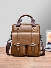 preiswerte Taschen für Herren-Messenger Bag für Herren aus Kunstleder, geräumige Aktentasche mit mehreren Fächern und verstellbarem Schultergurt, stilvolle Reisetasche für Freizeit und Beruf, geeignet für den täglichen Arbeitsweg und die Arbeit.
