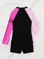 ieftine Rash guards One Piece-Pentru femei Bariere Iritatie Costum de baie Boyleg Geometric Blocarea culorilor Inchide fermuarul Pernițe Detașabile Fermoar Față UPF50+ Uscare rapidă Elastic Manșon Lung Costume de Baie Salopetă