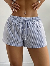 economico Pantaloncini Bermuda-Per donna Chinos Shorts Vacanza Moda Streetwear Corto Vita Alta Semplice A righe Fascia Elastica Comodo Comodità Morbido Micro-elastico Quotidiano All'aperto Streetwear Blu Nero Bianco Rosa Estate