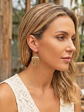 voordelige Damesoorbellen-Damesoorbellen in bohemian stijl met geometrische spiraalvormige hangers van legering, goud- en zilverkleurige statement oorbellen voor strandvakanties, casual zomeroutfits en dagelijks gebruik.