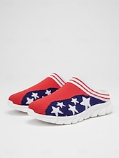 billige Damesko-USA 250-årsjubileum Kvinners Patriotiske Flag Print Strikkede Sneakers – Slip-On Uformelle Gå Sko Uavhengighetsdag Festivaler  Hverdagsantrekk