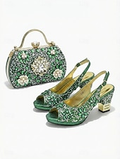 ieftine Sandale cu toc-pantofi eleganți pentru femei &amp;set de genți – accesorii asortate șic pentru cocktailuri