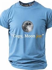 preiswerte Magliette divertenti da uomo-Men's "Copy, Moon joy" Full Moon Graphic T Shirt Short Sleeve Crew Neck Astronomy Space Lover Sarcastic Humor Quote Teal Blue Relaxed Fit Birthday Gift Designer Clothing Apparel