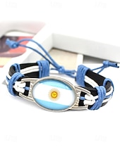 abordables Accesorios-Pulsera de hombre de piel sintética y acrílico con la bandera nacional, pulsera multinacional para aficionados al fútbol, para el día del partido, para animar en el estadio, para ropa deportiva informal y para el día a día.