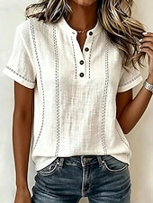  Women's Blouse Graphic Striped Vintage Stylish Basic Short Sleeve V Neck Regular Tops Casual Daily Blue White Pink Orange Green Summer Spring