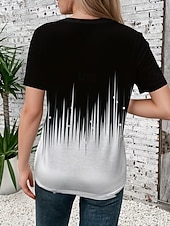 abordables Camiseta a rayas y geométrica-Women's T Shirt Print Graphic Geometric Striped Vintage Stylish Classic Short Sleeve Crew Neck Regular Tops Casual Daily Blue Light Green Pink Light Brown Black Summer Spring