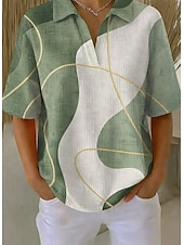  Жен. Вафельная рубашка Повседневная рубашка Летние вершины Графика Геометрический принт Элегантный стиль Активный Отпуск Без рукавов Обычные топы Повседневные на открытом воздухе Офис