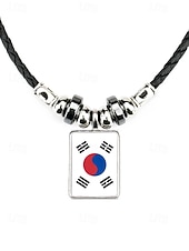 preiswerte Zubehör-Herren-Legierung &amp;Acryl-Halskette mit Anhängern in Nationalflaggen-Optik, verschiedene Ländermotive, lässiger Boho-Stil, perfekt für Fußballfans, Spieltage und Outdoor-Aktivitäten. &amp;Alltagskleidung