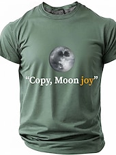 preiswerte Magliette divertenti da uomo-Men's "Copy, Moon joy" Full Moon Graphic T Shirt Short Sleeve Crew Neck Astronomy Space Lover Sarcastic Humor Quote Teal Blue Relaxed Fit Birthday Gift Designer Clothing Apparel