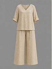 preiswerte Sets-Damen Zweiteilige Sets Hosen-Sets Bolero Langarm V Ausschnitt Einfarbig Kordelzug Mode Streetwear Stilvoll Lässig Täglich Outdoor Blau Schwarz Leicht Braun Frühling Normale Passform