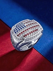  Мужское кольцо из сплава с изображением американского флага, несколько размеров, патриотический стиль, идеально подходит для празднования 500-летия США, Дня независимости, повседневной носки,