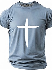  Hombre Cruz Camiseta Manga Corta Camiseta Impresión 3D Cuello Barco Camisa Moda Design Sencillo Casual Diario Fiesta Rojo Verano Primavera Ropa S M L XL XXL XXXL
