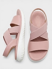 cheap Comfort Sandals-Women's Wide Fit Friendly Comfort Walking Sandals, Elastic Cross Strap Slingback Sandals with Non-Slip TPR Sole