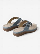 economico Sandali Comodi-infradito da donna blu con supporto plantare – comodi sandali infradito imbottiti, pantofole estive traspiranti e leggere con eleganti dettagli in metallo per la spiaggia e i viaggi. &amp;abbigliamento