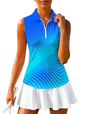baratos Camisa Feminina-Mulheres Geométrica Tops Camisa Esportiva Camisa polo de caminhada Camisa de tênis Sem Manga Zíper Floral UPF50+ Resistente a UV Elasticidade Alta Pavio Humido Respirável Tênis Golfe Pickleball