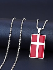 economico Accessori-Collana da uomo con ciondolo a forma di bandiera in acciaio inossidabile, collana con catena a bandiera di diversi paesi per le partite di calcio, per sostenere i tifosi, per fare il tifo allo stadio, per l'abbigliamento sportivo casual e per tutti i gior