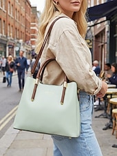 abordables Bolsos de mano y tote-Bolso de mano elegante para mujer, de piel sintética, disponible en varios colores, con correa ajustable para el hombro, ideal para el uso diario, para ir al trabajo, para viajar y para reuniones