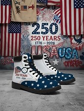 Χαμηλού Κόστους Γυναικεία παπούτσια-Γυναικείες πατριωτικές μπότες μάχης - σχέδιο με αστέρια και ρίγες με έντονα γραφικά για παρελάσεις, 4η Ιουλίου, 250ή επέτειο των ΗΠΑ και υπαίθριες γιορτές