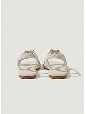 Χαμηλού Κόστους Ισιωμένα σανδάλια-Γυναικεία boho chic φλατ σανδάλια με διακοσμητικές μεταλλικές χάντρες – άνετα υποδήματα για casual και γάμους στην παραλία, καλοκαιρινές εκδηλώσεις και διακοπές