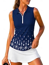 abordables Camisa de Mujer-Mujer Geométrico Tops Camisa deportiva Camisas de polo Camiseta de tenis Sin Mangas Cremallera Floral UPF50+ Resistente a los rayos UV Alta elasticidad Dispersor de humedad Transpirable Tenis Golf
