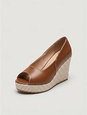 abordables Escarpins Peep Toe-Sandales compensées noires à bout ouvert pour femmes - espadrilles d'été à talons hauts et semelle tressée, idéales pour les croisières, les excursions à terre et les dîners élégants.