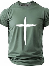  Hombre Cruz Camiseta Manga Corta Camiseta Impresión 3D Cuello Barco Camisa Moda Design Sencillo Casual Diario Fiesta Rojo Verano Primavera Ropa S M L XL XXL XXXL