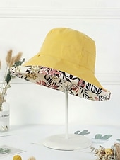 cheap Women's Hats-Women's Bohemian Reversible Polyester Sun Hat, Multi-Color Wide Brim Foldable Beach Bucket Hat for Vacation, Travel, Outdoor Leisure and Everyday Casual Wear