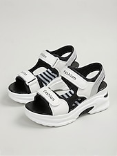cheap Sport Sandals-Women's Color Block Platform Sport Sandals – Adjustable Hook &amp; Loop Straps, Chunky Sandals for Park Walking, Travel &amp; Everyday Wear