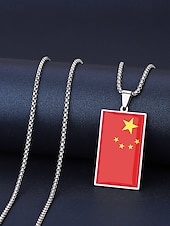economico Accessori-Collana da uomo con ciondolo a forma di bandiera in acciaio inossidabile, collana con catena a bandiera di diversi paesi per le partite di calcio, per sostenere i tifosi, per fare il tifo allo stadio, per l'abbigliamento sportivo casual e per tutti i gior