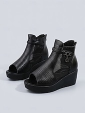 abordables Sandalias de cuña-Women's Wedge Sandals – Breathable Ankle Sandals with Mesh Panels, Comfort Platform Shoes for Travel, Garden &amp; Daily Wear