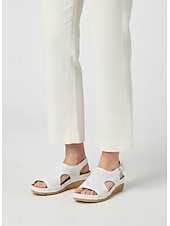 economico Sandali Comodi-sandali da donna con zeppa traforata rosa – comode scarpe estive con plateau e punta aperta e cinturino con fibbia per la spiaggia, i viaggi e l'abbigliamento casual