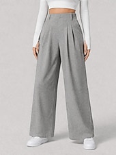cheap Wide Leg &amp; High Waisted-Women's Waffle Wide Leg Chinos Vacation Full Length High Waist Comfort Micro-elastic Daily Blue Depression Green Apricot Black Spring Loose Fit