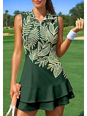 abordables Robe de tennis pour femmes-Femmes Floral tenue de sport Robe polo de tennis Sans manches Fermeture éclair Quart de zip Élastique Évacuation de la transpiration Respirant Volley-ball Tennis Le golf Col Col Rabattu Robe Noir