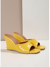 baratos Chinelos de slide-sandálias femininas pretas com estampa de crocodilo, bico aberto e salto quadrado, para passeios casuais de verão e looks chiques para o escritório