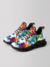 cheap Men's Soccer Shoes-Men's Colorful Soccer Print Sneakers – Lightweight Breathable Athletic Shoes with Graffiti Design, Comfortable Sports Shoes for Fans, Parties &amp; Casual Wear